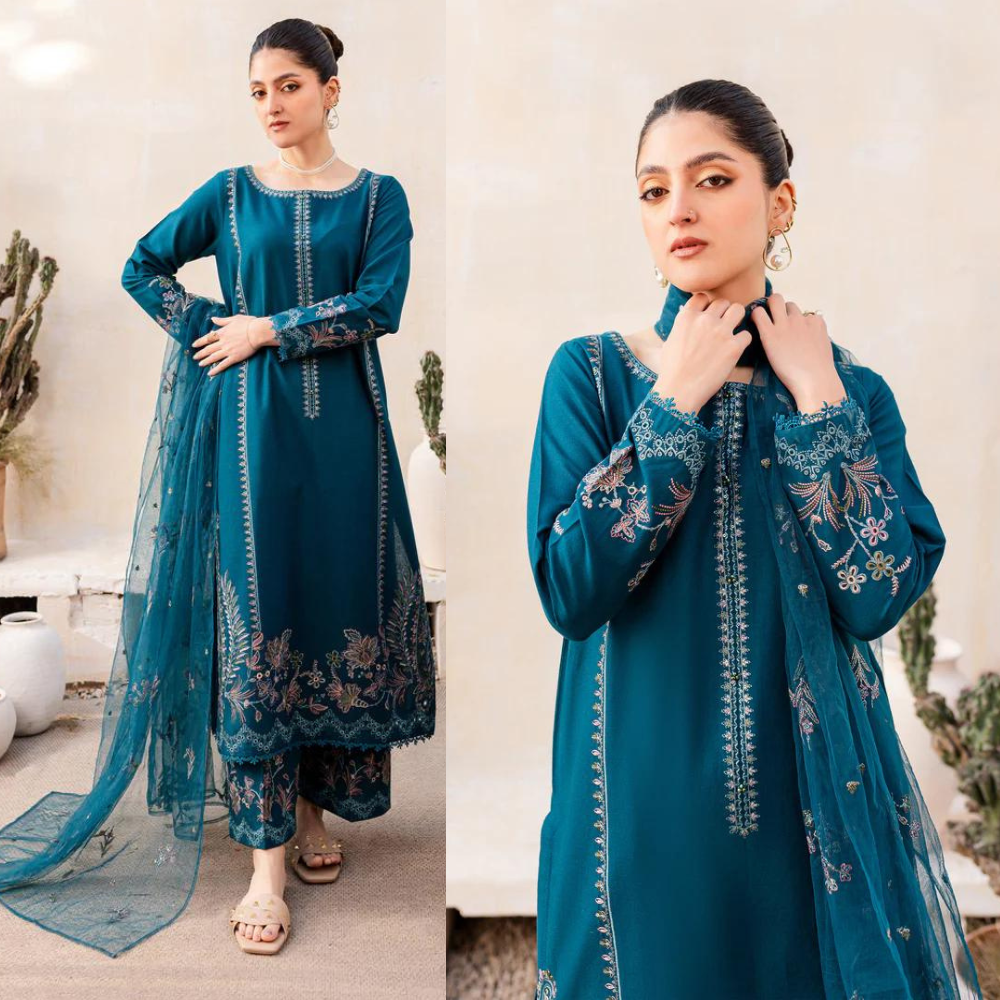 3PC Lawn Embroidered Shirt With Chiffon Embroidered Dupatta VL709
