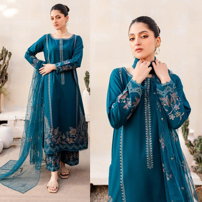 3PC Lawn Embroidered Shirt With Chiffon Embroidered Dupatta VL709