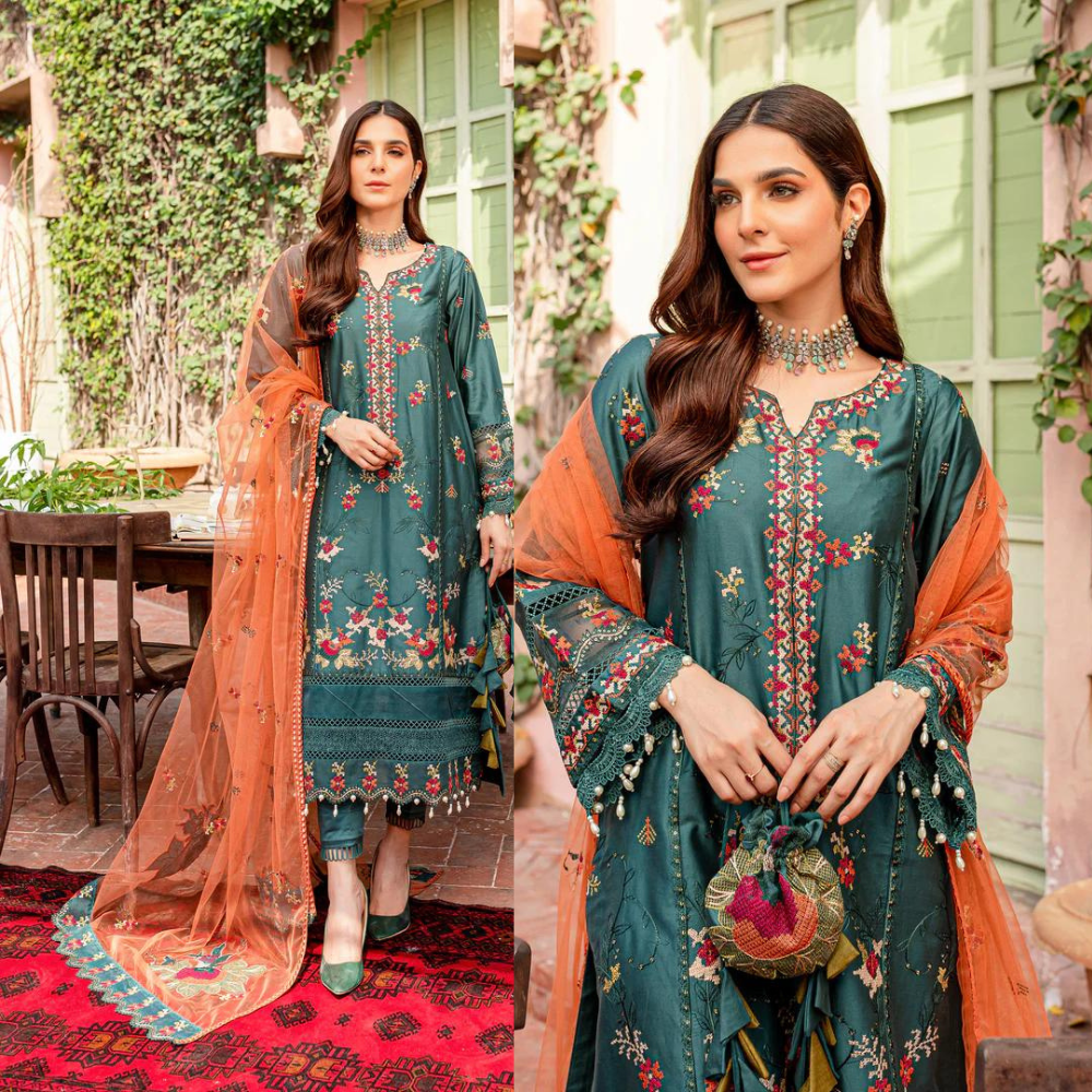 VL550 Nisa Zink Unstitched 3 Piece Embroidered Lawn Suit
