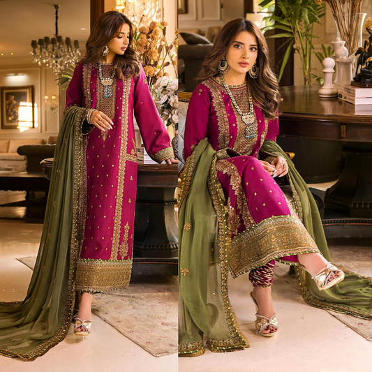 Asim Jofa, unstitched 3 piece embroidered lawn summer suit  VL536